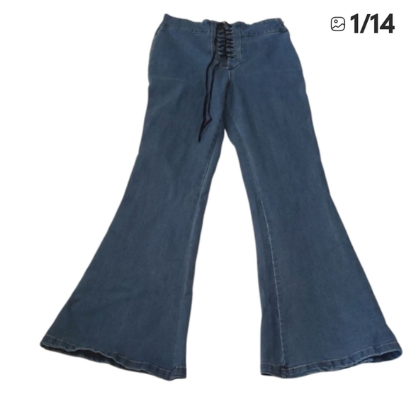 Forever 21 Blue Flare Wide Leg Jeans - Picture 15 of 15